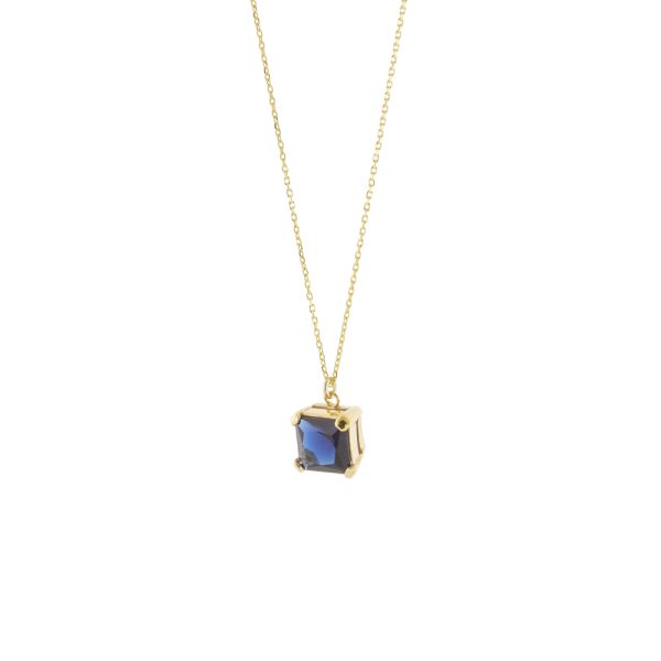 Κολιέ Gifting ασημένιο επίχρυσο με μπλε ζιργκόν 0.9 cm