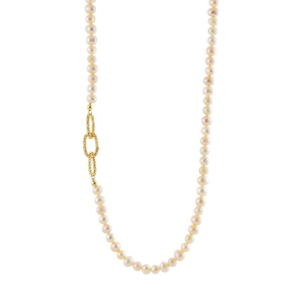 Κολιέ Holiday ασημένιο επίχρυσο με λευκές και γκρι πέρλες και καδένα