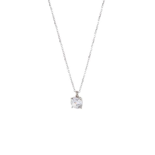 Κολιέ Gifting ασημένιο με λευκό ζιργκόν 0.9 cm