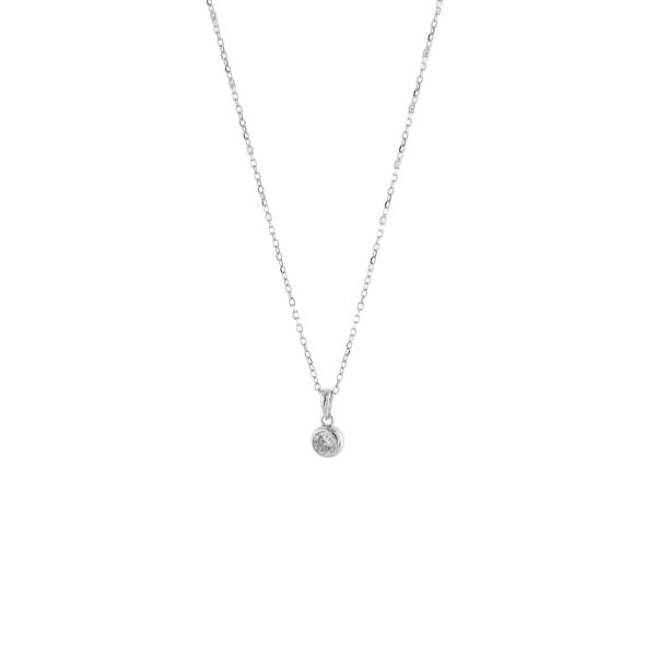 Κολιέ Gifting ασημένιο με λευκό ζιργκόν 0.6 cm