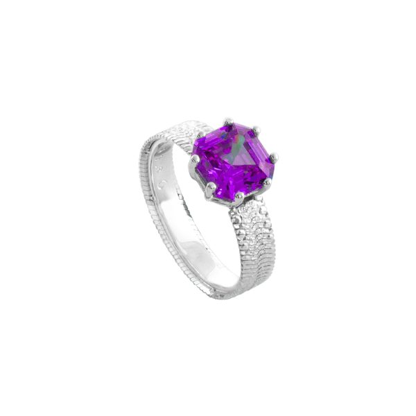 Δαχτυλίδι Gifting ασημένιο με μωβ ζιργκόν 0.8 cm