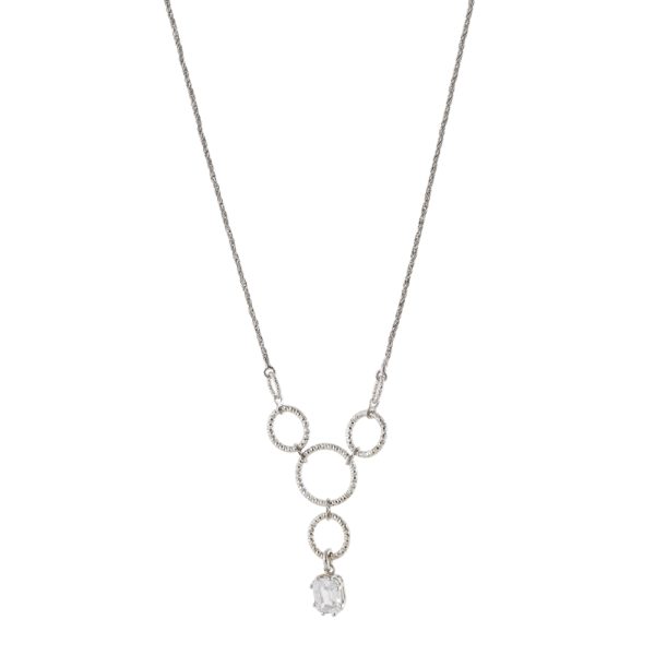 Κολιέ Jacky ασημένιο με μικρούς διαμαντέ κρίκους και λευκό ζιργκόν