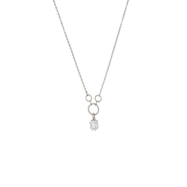 Κολιέ Jacky ασημένιο με μικρούς διαμαντέ κρίκους και λευκό ζιργκόν
