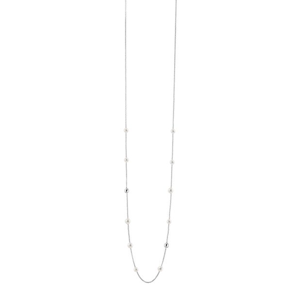 Κολιέ Volcanic Rock ατσάλινο μακρύ με πέρλες και σφαίρες