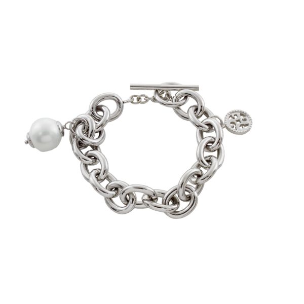 Βραχιόλι Volcanic Rock ατσάλινο με πέρλα