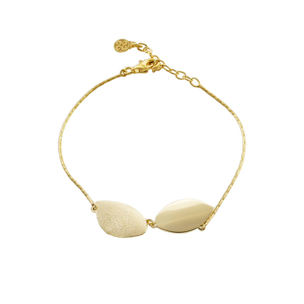 02X05-02511 Βραχιόλι Amal ασημένιο επίχρυσο με οβάλ στοιχεία