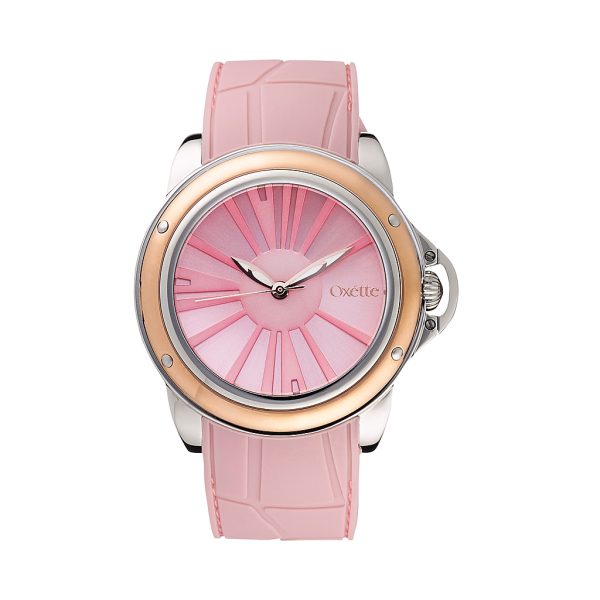 Ρολόι Oxette με ροζ λουράκι σιλικόνης και ροζ καντράν