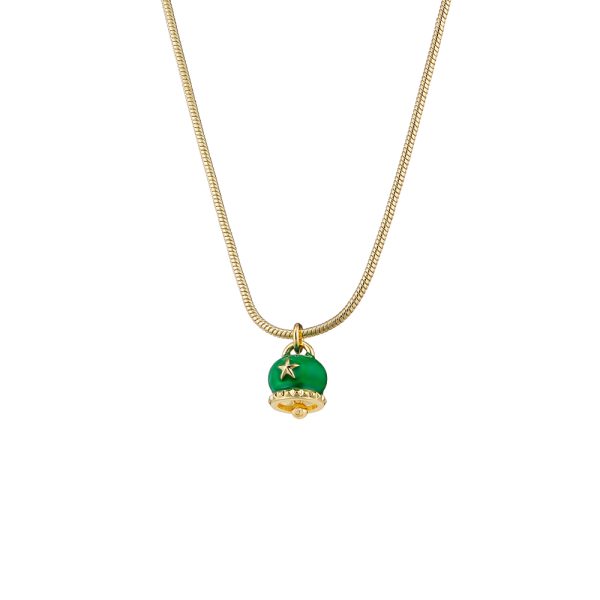 Κολιέ Lucky Charm μεταλλικό επίχρυσο μακρύ με πράσινο σμάλτο και αστέρι
