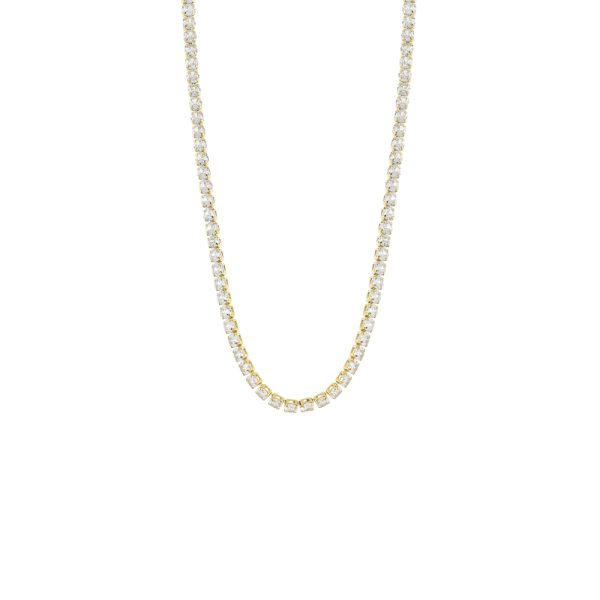 Κολιέ Party ατσάλινο επίχρυσο choker με λευκά ζιργκόν 0.4 cm