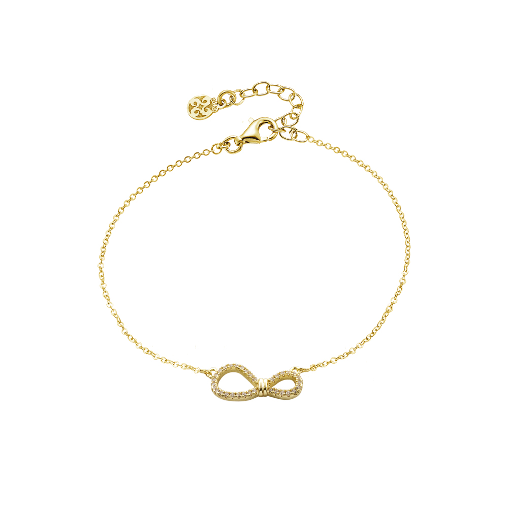 02X05-02300 Βραχιόλι Gifting Symbols ασημένιο επίχρυσο με στοιχείο άπειρο με λευκά ζιργκόν
