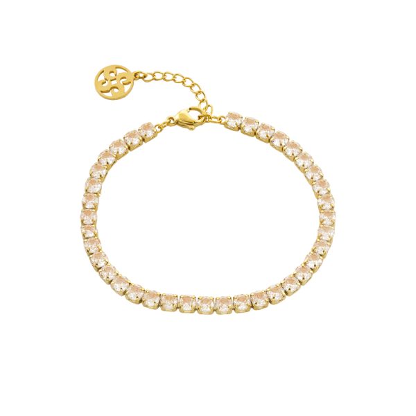 Βραχιόλι Party ατσάλινο επίχρυσο με champagne ζιργκόν 0.4 cm