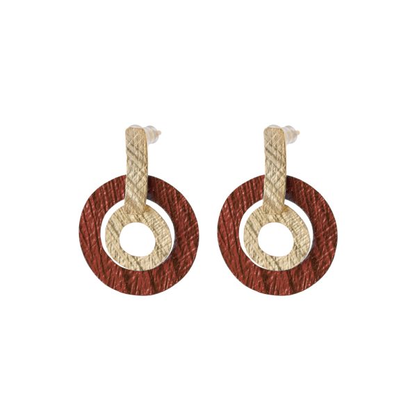 Σκουλαρίκια Vivian μεταλλικά επίχρυσα με χρυσά και καφέ στοιχεία