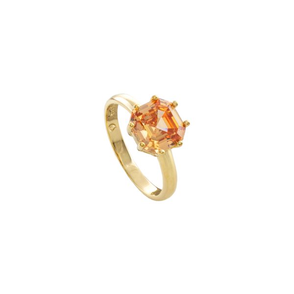 Δαχτυλίδι Gifting ασημένιο επίχρυσο με champagne ζιργκόν